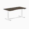 Desky Dual Ergo Edge Sit Stand Desk, Dark Bamboo desktop, White frame