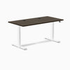 Desky Dual Bamboo Sit Stand Desk, Dark Bamboo desktop, White frame
