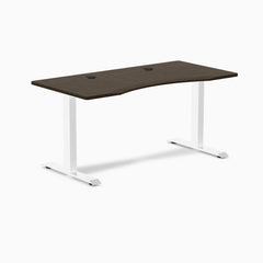 Desky Zero Ergo Edge Office Desk, Dark Bamboo desktop, White frame