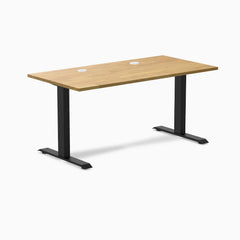 Desky Zero Rubberwood Office Desk, Light Oak desktop, Matte Black frame