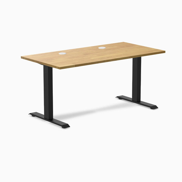 Desky Zero Rubberwood Office Desk, Light Oak desktop, Matte Black frame