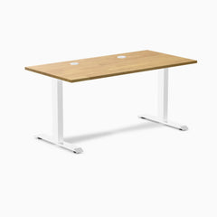 Desky Zero Rubberwood Office Desk, Light Oak desktop, White frame