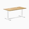 Desky Zero Rubberwood Office Desk, Light Oak desktop, White frame
