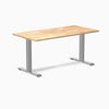 Desky Zero Rubberwood Office Desk, Natural Timber desktop, Gray frame