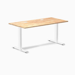 Desky Zero Rubberwood Office Desk, Natural Timber desktop, White frame