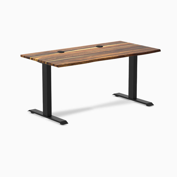 Desky Zero Hardwood Office Desk, Pheasantwood desktop, Matte Black frame