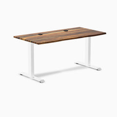 Desky Zero Hardwood Office Desk, Pheasantwood desktop, White frame