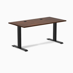 Desky Zero Rubberwood Office Desk, Red Walnut desktop, Matte Black frame