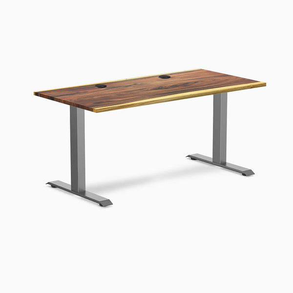 Desky Zero Hardwood Office Desk, Saman desktop, Space Gray frame