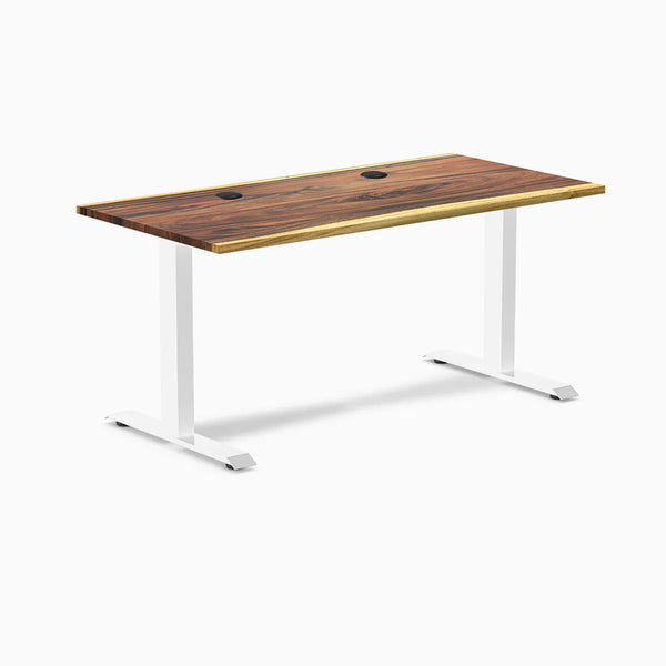 Desky Zero Hardwood Office Desk, Saman desktop, White frame