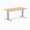 Desky Zero Scalloped Laminate Office Desk, Sublime Teak desktop, Gray frame