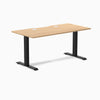 Desky Zero Scalloped Laminate Office Desk, Sublime Teak desktop, Matte Black frame