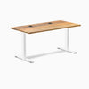 Desky Zero Hardwood Office Desk, Teak desktop, White frame