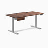 Desky Dual Hardwood Standing Desk With Drawer, Walnut desktop, Gray frame