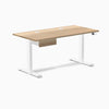 Desky Dual Hardwood Standing Desk With Drawer, White Ash desktop, White frame