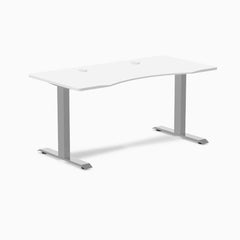 Desky Zero Ergo Edge Office Desk, White desktop, Gray frame