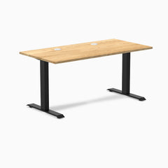 Desky Zero Hardwood Office Desk, White Oak desktop, Matte Black frame