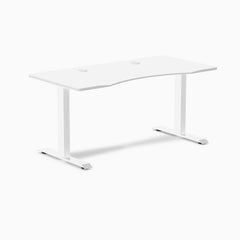 Desky Zero Ergo Edge Office Desk, White desktop, White frame