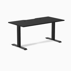 Desky Zero Scalloped Laminate Office Desk, Black desktop, Matte Black frame