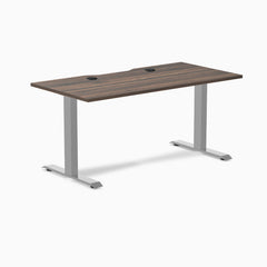 Desky Zero Scalloped Laminate Office Desk, Jarrah Legno desktop, Gray frame