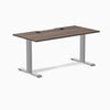 Desky Zero Scalloped Laminate Office Desk, Jarrah Legno desktop, Gray frame