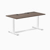 Desky Zero Scalloped Laminate Office Desk, Jarrah Legno desktop, White frame