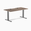 Desky Zero Scalloped Laminate Office Desk, Natural Walnut desktop, Space Gray frame