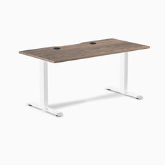Desky Zero Scalloped Laminate Office Desk, Natural Walnut desktop, White frame