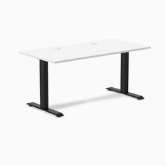 Desky Zero Scalloped Laminate Office Desk, White desktop, Matte Black frame