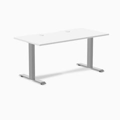 Desky Zero Scalloped Laminate Office Desk, White desktop, Gray frame