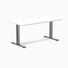 Desky Zero Scalloped Laminate Office Desk, White desktop, Space Gray frame