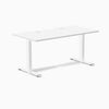Desky Zero Scalloped Laminate Office Desk, White desktop, White frame