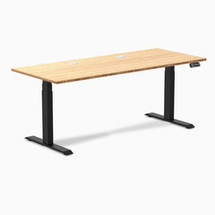 Desky Dual Bamboo Sit Stand Desk, Bamboo desktop, Matte Black frame