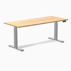 Desky Dual Bamboo Sit Stand Desk, Bamboo desktop, Gray frame