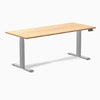 Desky Dual Bamboo Sit Stand Desk, Bamboo desktop, Gray frame