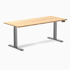 Desky Dual Bamboo Sit Stand Desk, Bamboo desktop, Space Gray frame