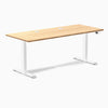 Desky Dual Bamboo Sit Stand Desk, Bamboo desktop, White frame
