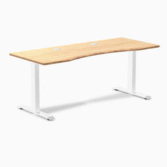 Desky Zero Ergo Edge Office Desk, Bamboo desktop, White frame