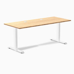 Desky Zero Bamboo Office Desk, Bamboo desktop, White frame