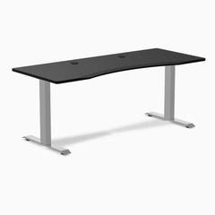 Desky Zero Ergo Edge Office Desk, Black desktop, Gray frame