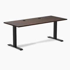 Desky Zero Rubberwood Office Desk, Dark Walnut desktop, Matte Black frame