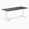Desky Zero Rubberwood Office Desk, Dark Walnut desktop, White frame
