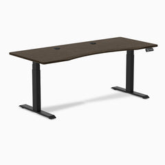 Desky Dual Ergo Edge Sit Stand Desk, Dark Bamboo desktop, Matte Black frame
