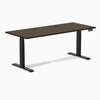 Desky Dual Bamboo Sit Stand Desk, Dark Bamboo desktop, Matte Black frame