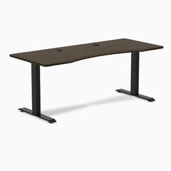 Desky Zero Ergo Edge Office Desk, Dark Bamboo desktop, Matte Black frame