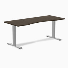 Desky Zero Ergo Edge Office Desk, Dark Bamboo desktop, Gray frame