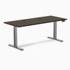 Desky Dual Bamboo Sit Stand Desk, Dark Bamboo desktop, Space Gray frame