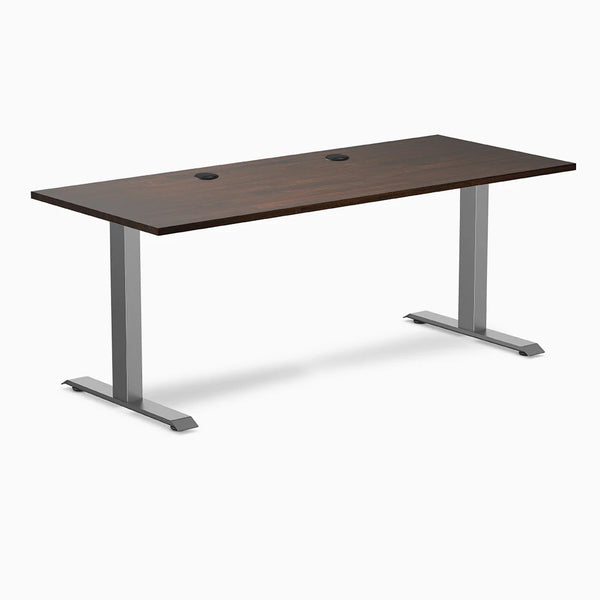 Desky Zero Rubberwood Office Desk, Dark Walnut desktop, Space Gray frame