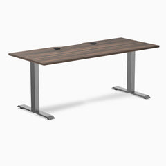 Desky Zero Scalloped Laminate Office Desk, Jarrah Legno desktop, Space Gray frame
