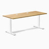 Desky Zero Rubberwood Office Desk, Light Oak desktop, White frame